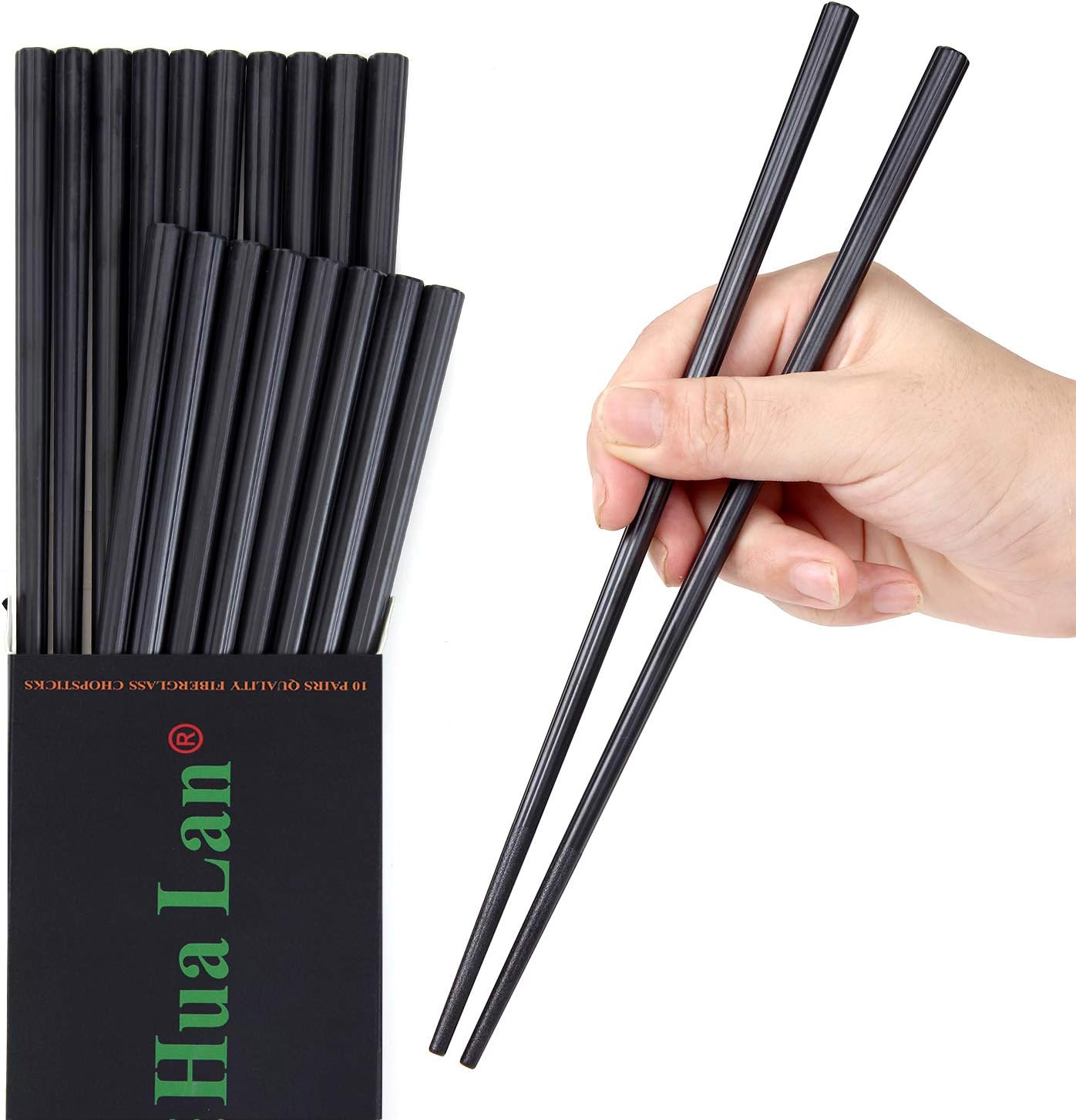 HuaLan Fiberglass Reusable Chopsticks DishwasherSafe Household