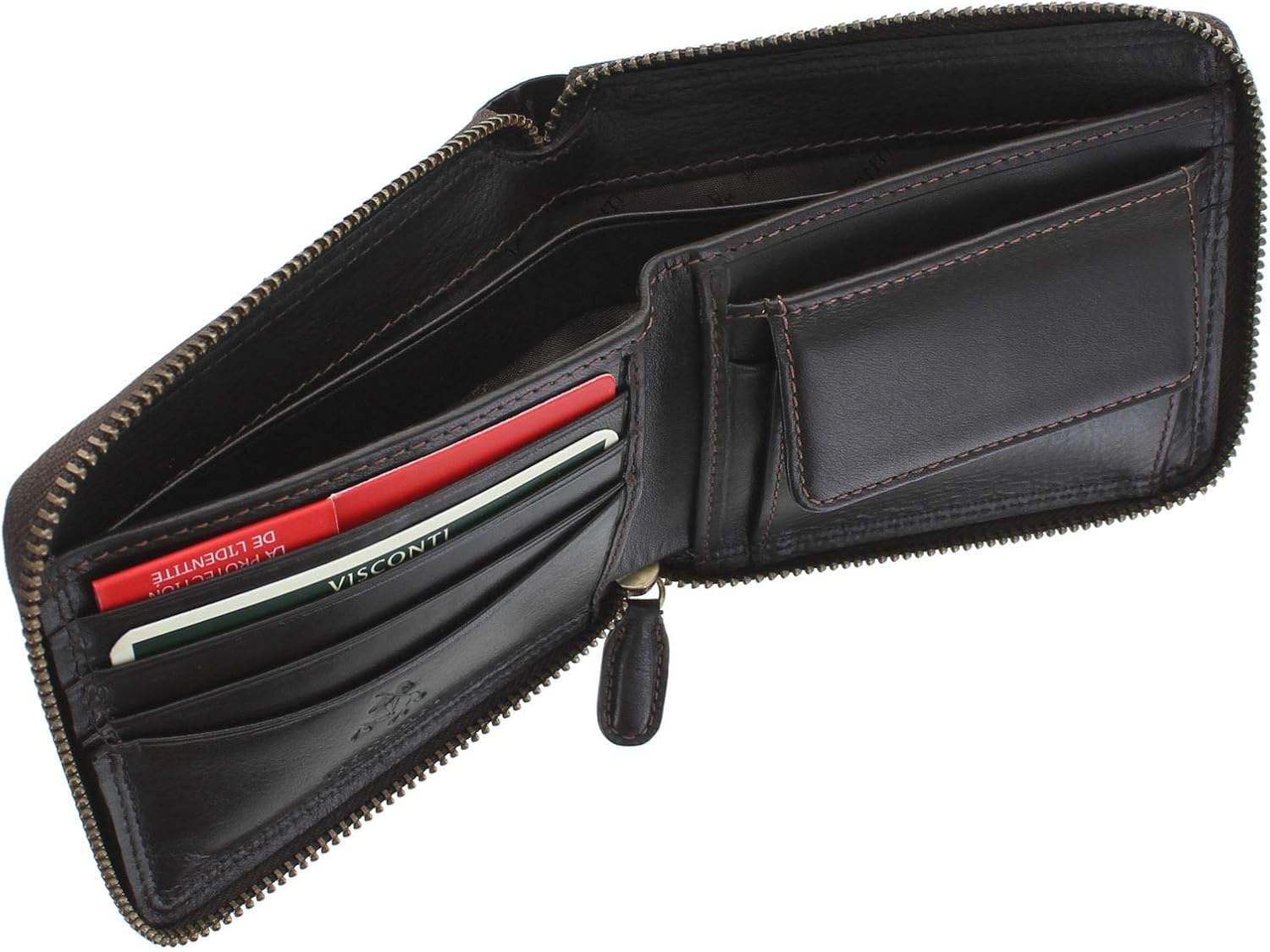VISCONTI Heritage Camden Zip Around Leather Wallet RFID and Tap and Go HT14 Chocolate - Image 4