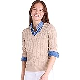 U.S. Polo Assn. Women's Cable Sweater - Soft Knit, Embroidered Pony Logo, Ribbed Trims, Casual Cozy Pullover