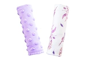 WIREIN Carseat Strap Covers for Babies, Ultra Soft Double-Sided Use Shoulder Covers, 2 Pack Infant Seat Belt Covers for Car Seats/Strollers/High Chairs, for Baby Toddler Infant Boy Girl,Purple Floral