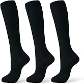 FITFEL Compression Socks for Women &amp; Men 15-20 mmHg, Knee High, 3 Pairs | Graduated Compression, Supports Circulation, Ideal for Nurses, Pregnancy, Travel, Flights, Running &amp; Athletic Edema