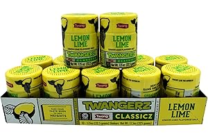 Twang Twangerz Flavored Salt Snack Topping - Lime, Lemon Lime, Chili Lime & Dill Pickle (Lemon Lime, 12 Pack)