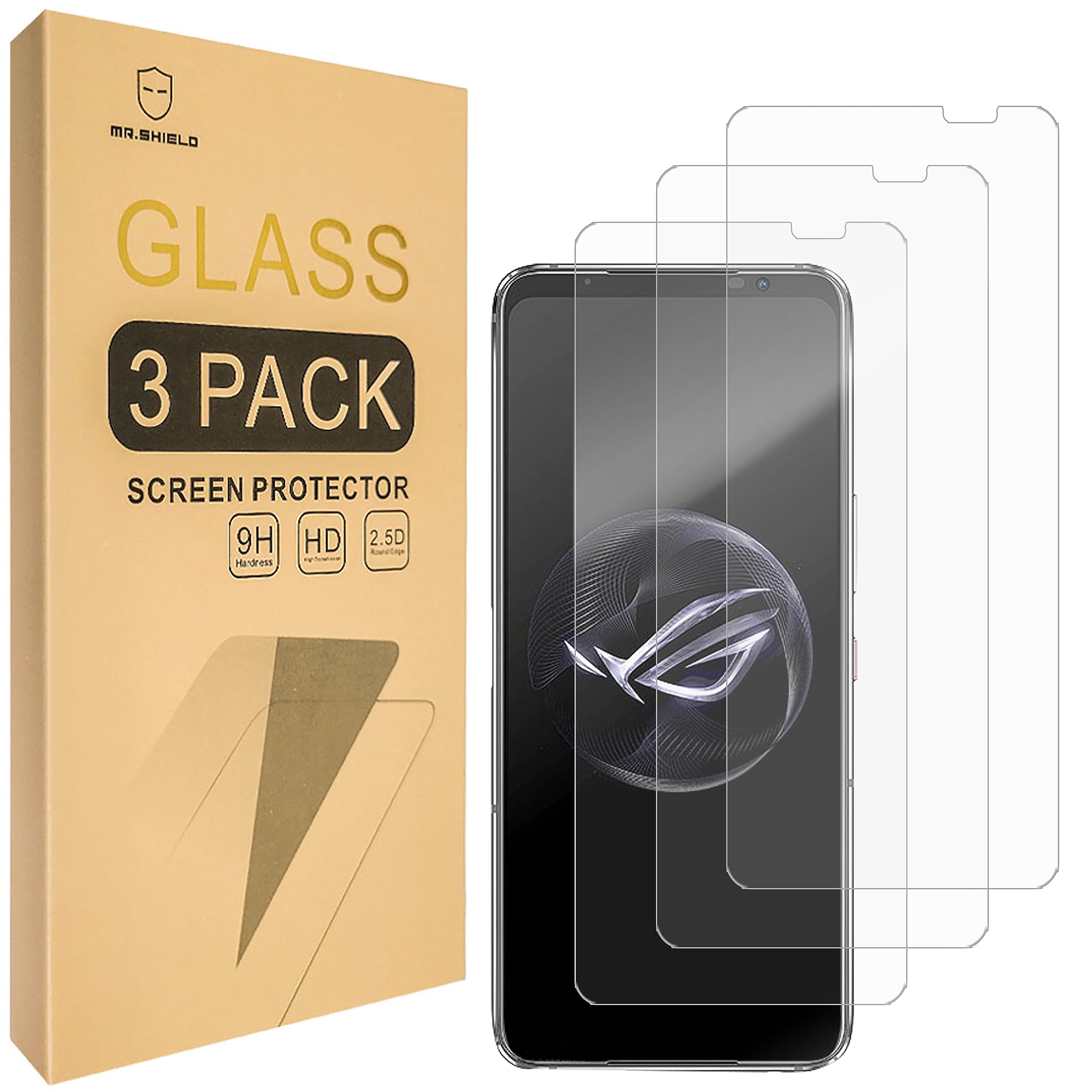 Mr.Shield Screen Protector For Asus Rog Phone 7 / Rog Phone 7 Ultimate [Tempered Glass] [9H Hardness] [3-Pack] Screen Protector