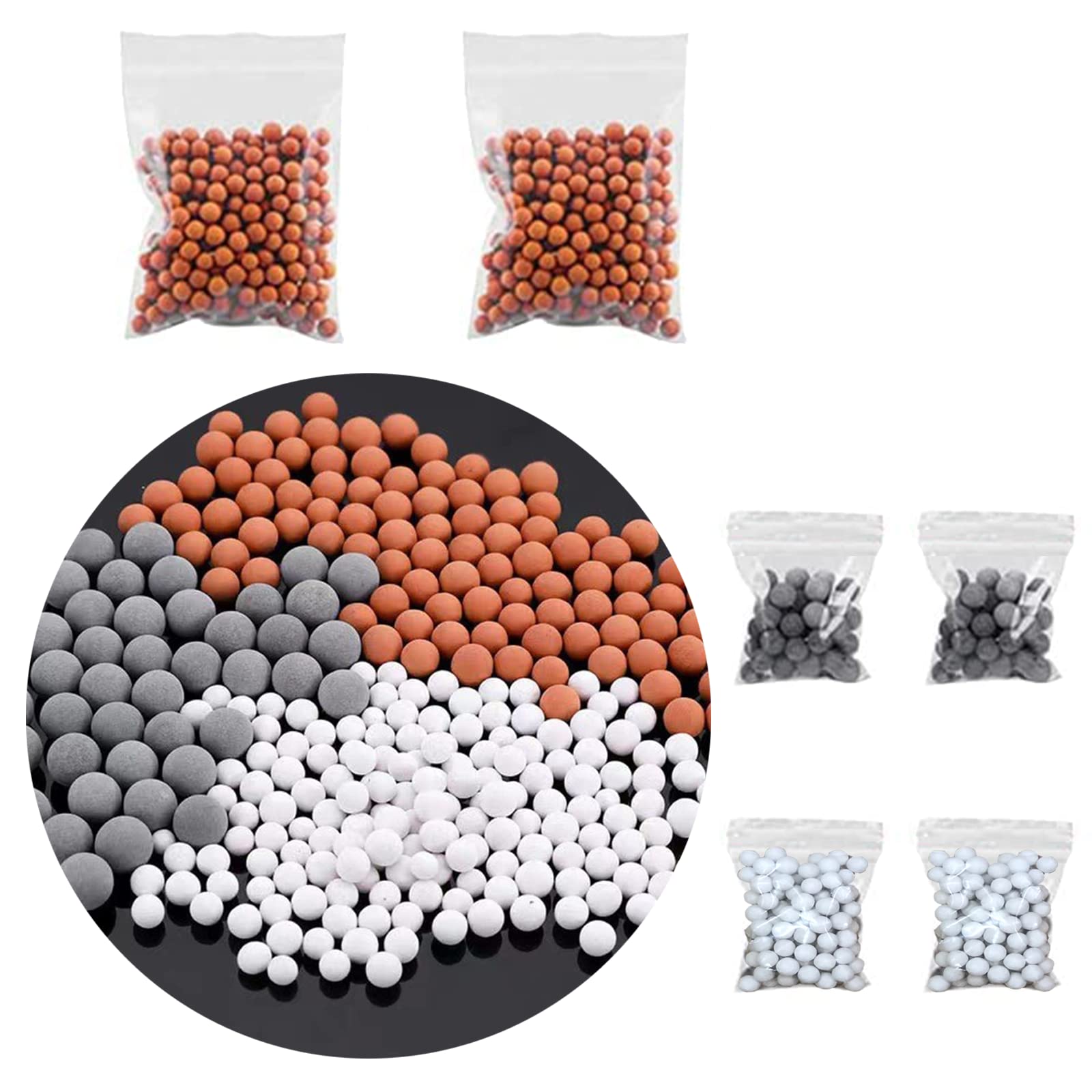 Negative Ionic Shower Head Beads Replacement Bio-Active Stone for Ionic Filter Shower Head Remove Chlorine Fluoride Impurities and Hard Water (Red White Gray)