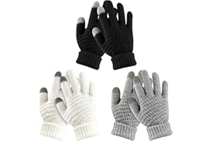 ONESING 3 Pairs Kids Gloves Winter Knit Gloves Warm Stretchy Full Fingers Gloves for Boys Girls