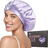 LitBear 100% Mulberry Silk Bonnet for Sleeping Women, 22 Momme Silk Hair Wrap with Elastic Band for Long Short Curly Hair