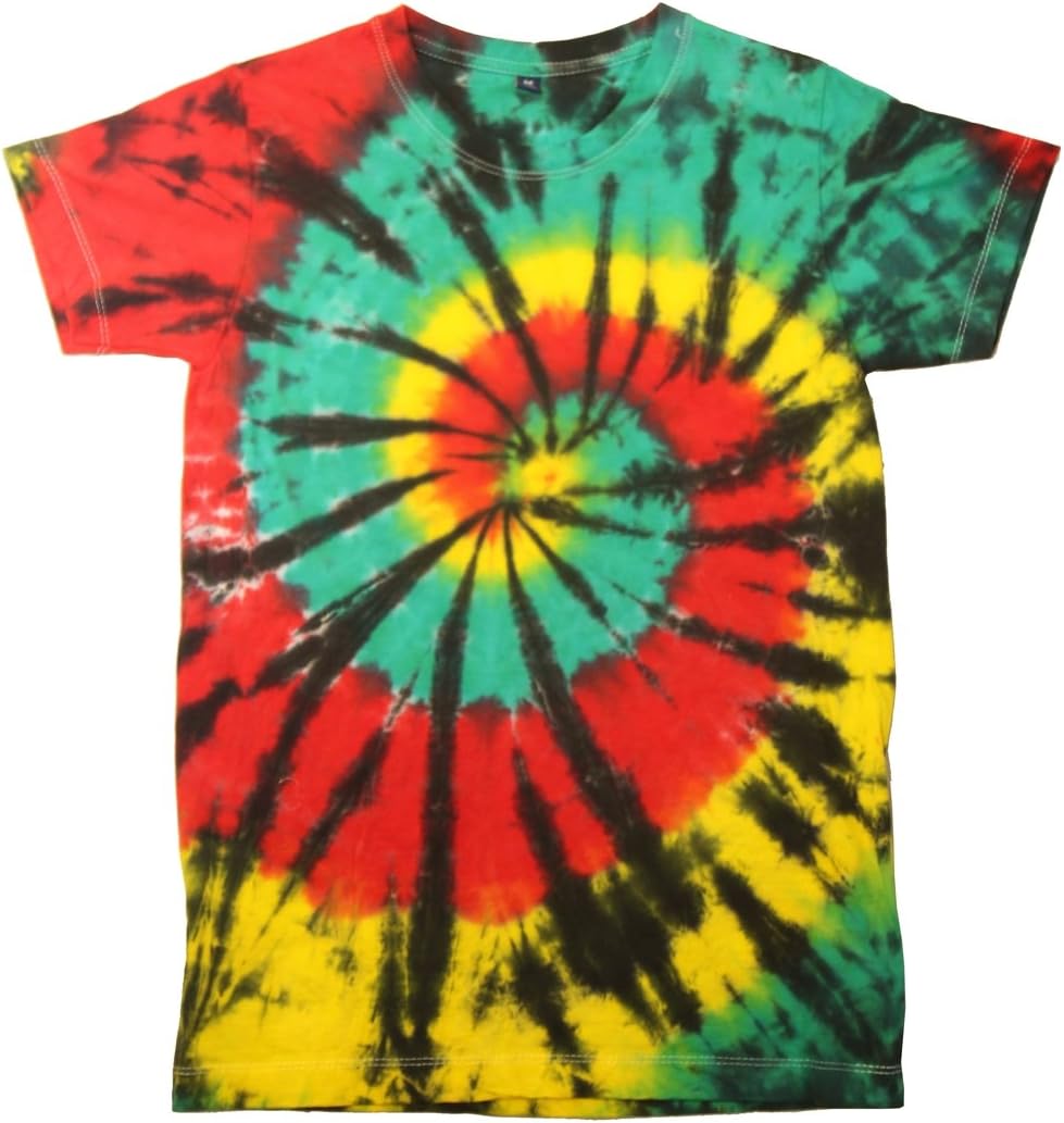 Tie Dye Tee T-Shirt Men Women Boys Girls Short Sleeve Colorful Spiral Jamaica (XL)
