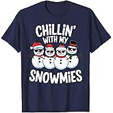 Chillin with My Snowmies Funny Snowman Christmas Kids Boys T-Shirt