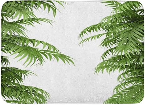 Amazon Co Jp バスマットラピスグリーングローブ熱帯植物シダ植物ヘッジ竹枝白エクセルサシケットバスルームの装飾敷物 Home Kitchen