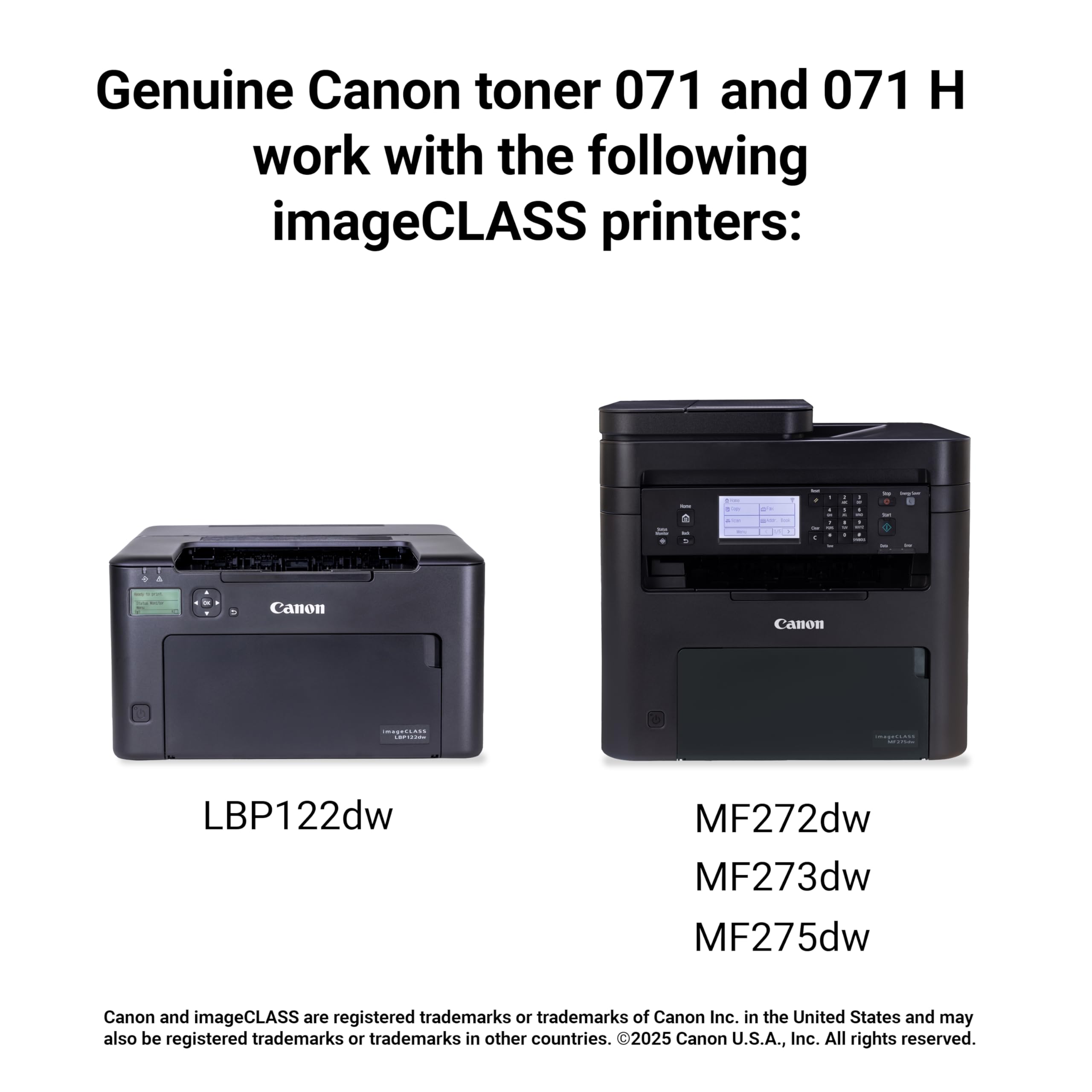 Canon Genuine 071 Black Toner Cartridge Compatible with LBP122dw, MF272dw, MF273dw, MF275dw