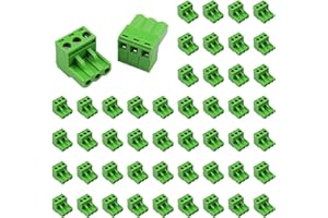 kuosbiu 50PCS 3 Pin 5.08mm Pitch PCB Mount Screw Terminal Block Connector, Pluggable Quick Male Plug Connector-Phoenix Type Connector 3-Pole