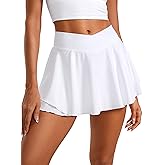 CRZ YOGA Tennis Skirts for Women Crossover High Waisted Ruffle Layered Workout Athletic Golf Skort with Pockets