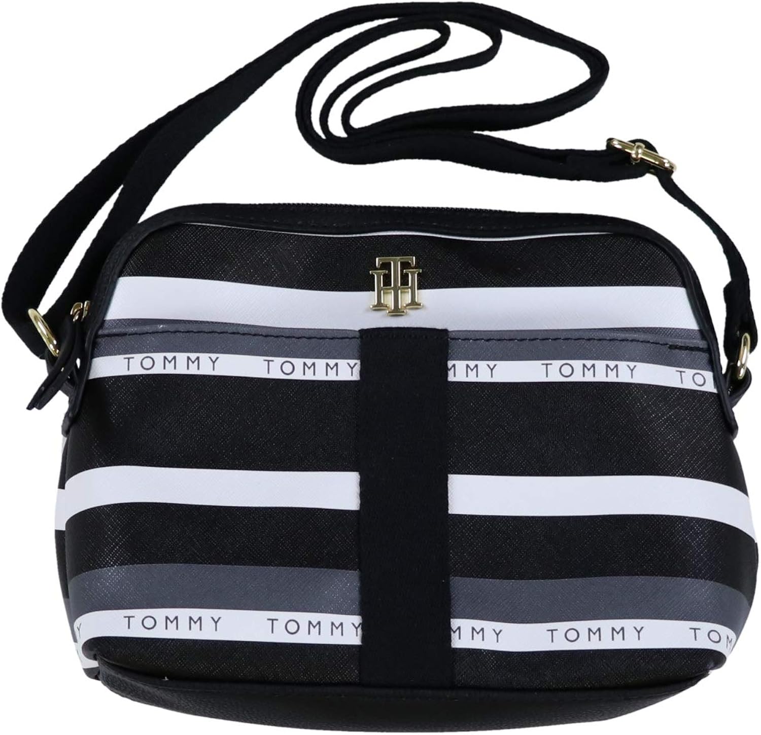 Tommy Hilfiger Striped Crossbody Purse (Black) Handbags