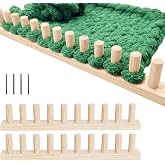 GIFMFTHK Lightweight Solid Wood Chunky Knitting Loom Kit -30" Modular Frame | Natural Pine Craft Board Expandable to 60/90/120" by Connecting Multiple Kits for Blankets, Beginner DIY Weaving Tool