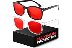 livho Gaming Glasses Advanced Blue Green Light Blocking for Sleep Support, Dual Coatings Red Lens, Christmas Gift for Gamers