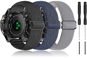 Bolesi 3 Pack Compatible with Garmin Fenix 5 Bands 22mm Stretch Nylon Watch Band Adjustable Sport Straps for Garmin Fenix 5 Plus/Forerunner 935/Forerunner 945/Quatix 5 Smartwatch for Men Women