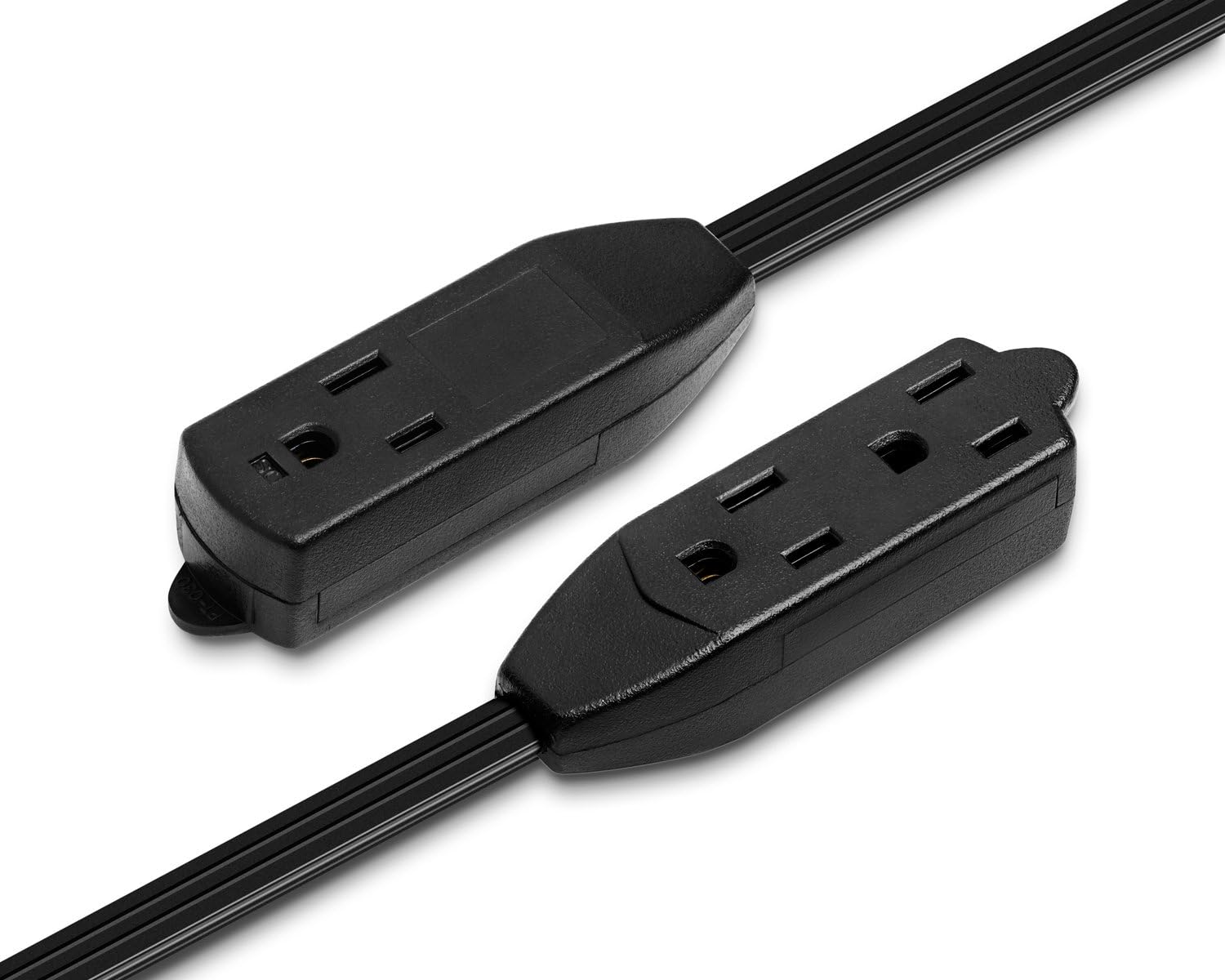 3 Prong Angled Plug Extension Cord White Maximm Cable 3 Feet Flat Plug