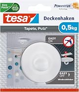 Tesa Ceiling Hook for Wallpaper & Plaster, Holds 500g - 77781-00000-00 view 1
