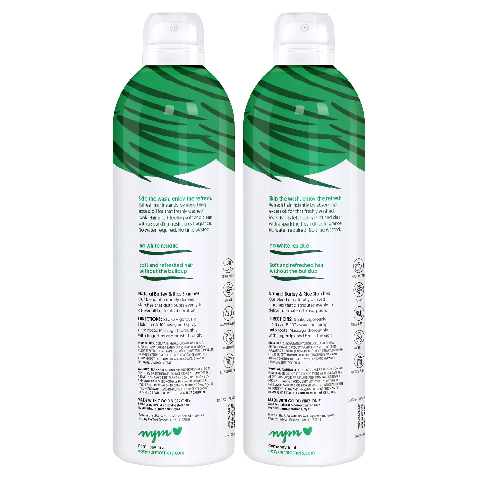 Not Your Mother's Clean Freak Refreshing Jumbo Dry Shampoo (2-Pack) - 12 oz - Instantly Refreshes Hair Between Washes - Fresh Citrus Scent - Ultimate Oil Absorption - For All Hair Types