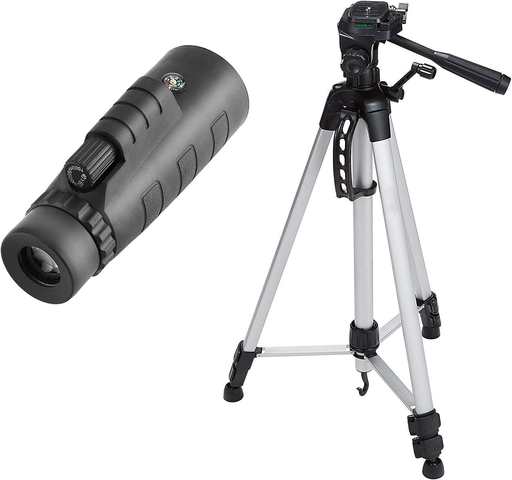 SYL PLUS Mobile Lens 40x60 hd Monocular Telescope with Portable and Foldable Camera - Tripod with Mobile Clip Holder Bracket, Stand with 3-Dimensional Head - 50 inch