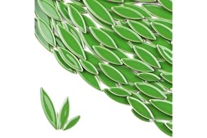 ZWCT 200g Ceramic Mosaic DIY Set Colorful Petal Ceramics Leafy Vein Mosaic Tiles Craft Materials Mosaic Art Materials - Green
