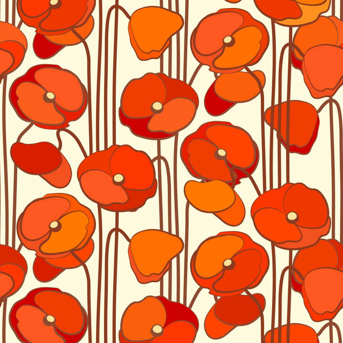 Poppy Flowers Upholstery Fabric by The Yard,Red Floral Botanical Reupholstery Fabric for Chairs,Rustic Garden Theme Decorative Fabric for Outdoor and Home DIY Projects,1 Yard,(L92*W150cm) Orange