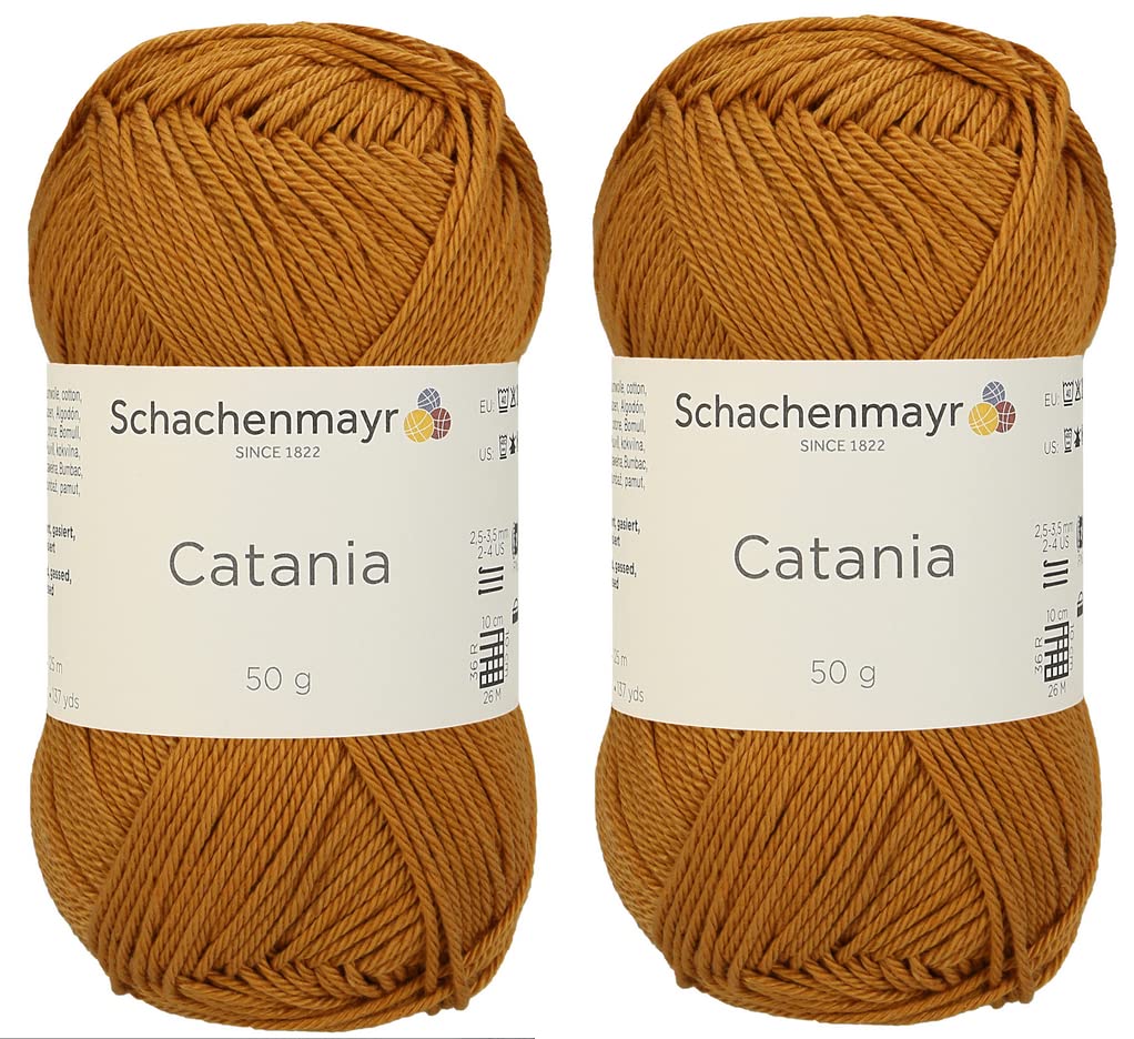 Photo 1 of [ Set of 2 Skeins ] SMC Catania Originals 100% Mercerized Cotton Yarn, Total 3.52 Oz. Each 1.76 Oz (50g) / 136 Yrds (125 m) Amigurumi Yarn Fine-Sport 2 (383 Zimt)