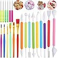 21 Pieces Cookie Decorating Tools Set, Include Cake Decoration Brushes, Sugar Stir Needle Cookie Scriber Needles and Fondant Cake Decorating Sculpting Modeling Tools for Fondant