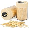 Urbanstrive Sturdy Safe Toothpick Holder with 800 Natural Wood Toothpicks for Teeth Cleaning, Unique Home Design Decoration, 2 Pack, Beige
