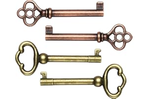 MZCVRIRU Hollow Barrel Skeleton Key KY-2AB and KY-3AB, Antique Decorative Keys for Classic Furniture & Décor (Set of 4)