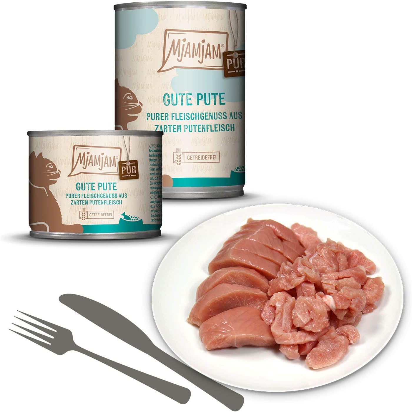 MjAMjAM - Premium wet food for cats - pure meat pleasure - good pure turkey, pack of 6 (6 x 800 g), grain-free with extra meat - Image 4