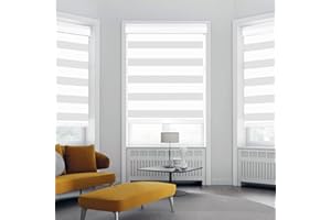 Blackout Zebra Blinds for Windows Custom Size Cordless Window Blinds,17 inch Wide White Zebra Roller Blinds,Room Darkening Bl