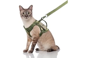 SALFSE Tactical Cat Harness and Leash, Escape Proof Large Cat Walking Vest,Adjustable Soft Mesh Pet Vest Harness with Control Handle, Molle Patches