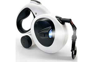 AVANTO LIFESTYLE AVANTO Retractable Dog Leash with Flashlight, 16ft Heavy Duty LED Night Safety Leash for Dogs up to 110lbs – 360° Tangle-Free, USB Rechargeable Light, Waste Bag Dispenser, One-Hand Brake & Lock