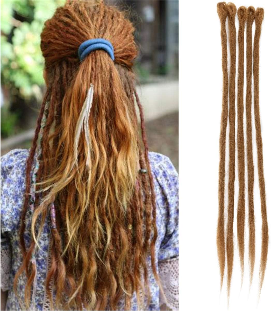Focussexy 20 Inch Dreadlocks Extensions Synthetic Dreads Reggae Hair Hip-Hop Style Handmade Locs Crochet Braiding Hair for Women/Men (Pack of 5 Strands,Dark black)