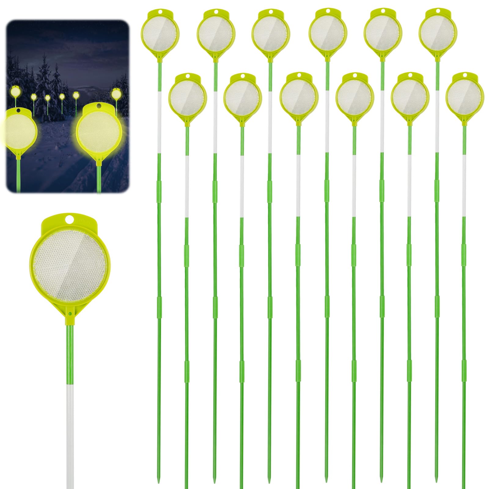 Photo 1 of 12 Pcs Reflective Driveway Markers, 48 Inch Double Sided Driveway Markers Reflectors for Snow Plowing Markers, Driveway, Walkways, Parking, Lots (Green)