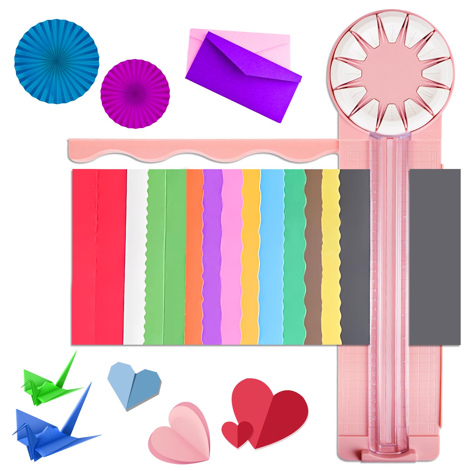 12 in 1 Paper Cutter, Wrapping Paper Cutter, Paper Trimmer Cutting Tool with 12 Cutting Types, Paper Craft Edge Cutter for Craft Paper, A4 A5 Paper, Photo, Scrapbook Postcard Art