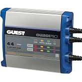Guest ChargePro 8A 2-Bank Waterproof Onboard Battery Charger | 4A per bank; 12V/24V systems; IP67 housing; flooded and AGM lead-acid batteries