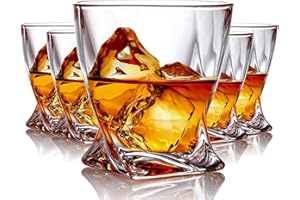 BEZRAT Whiskey Glasses set of 6 Crystal Old Fashioned Rock Glass Scotch Bourbon and Spirits 10 Ounce Liqueur Tumbler Thick Weighted