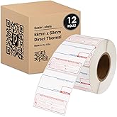 58mm x 60mm Labels for CAS Scales with SHI (8040) | 40mm Core | 500 Labels/Roll | 12 Rolls | 6,000 Labels