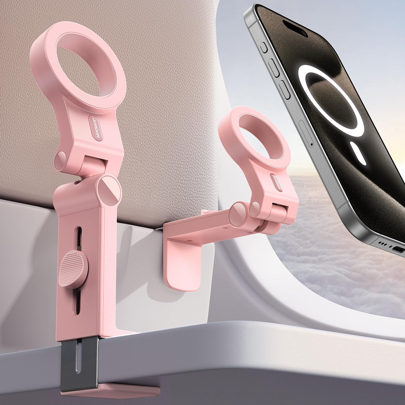 JOYROOM for Magsafe Airplane Phone Holder Travel Essentials, [Flexible Rotation] Hands-Free Plane Phone Hount, Airplane Travel Essentials for iPhone 15 Pro Max 14 13 12 Series