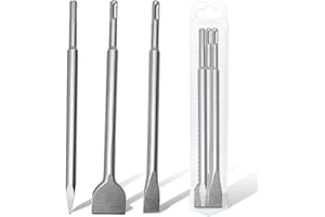 Direko 3PCS SDS Plus Set for Rotary Hammer Bits with Pointed Chisel-Small Flat Chisel-Big Flat Chisel Point Flat Scaling Chis