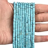 THEDAYEE 300pcs Natural Stone Heishi Beads 2x4mm Blue Turquoise Small Disc Gemstone Loose Spacer Beads for Jewelry Making 2 Strands 32 Inch