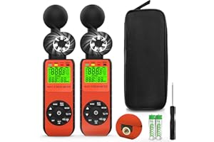 H HOLDPEAK [2 PCS] Wind Speed & Heat Stress WBGT Meter, Digital Handheld Anemometer, Wind Speed Gauges with Temperature Humidity for Outdoor Workers, Iron and Steel Foundries, Drone Flying, HOLDPEAK HP-881W