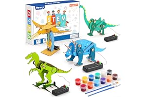 Poraxy Dinosaur Toys, 4 in 1 STEM Kits for Kids Age 8-10, Toys for Ages 8-13, Educational Science Building Projects, 3D Wooden Puzzles Robot Crafts, Gifts for Boys Girls 7 8 9 10 11 12 13 Year Old