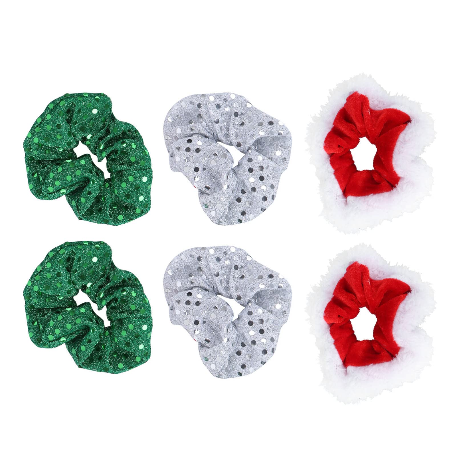 Healeved 6Pcs Christmas Scrunchies, Scrunchies for Women, Large Intestine Hair Snail Set - Vibrant Christmas Hair Ties with Sparkling Sequins - Ideal for Party Use and Daily Wear