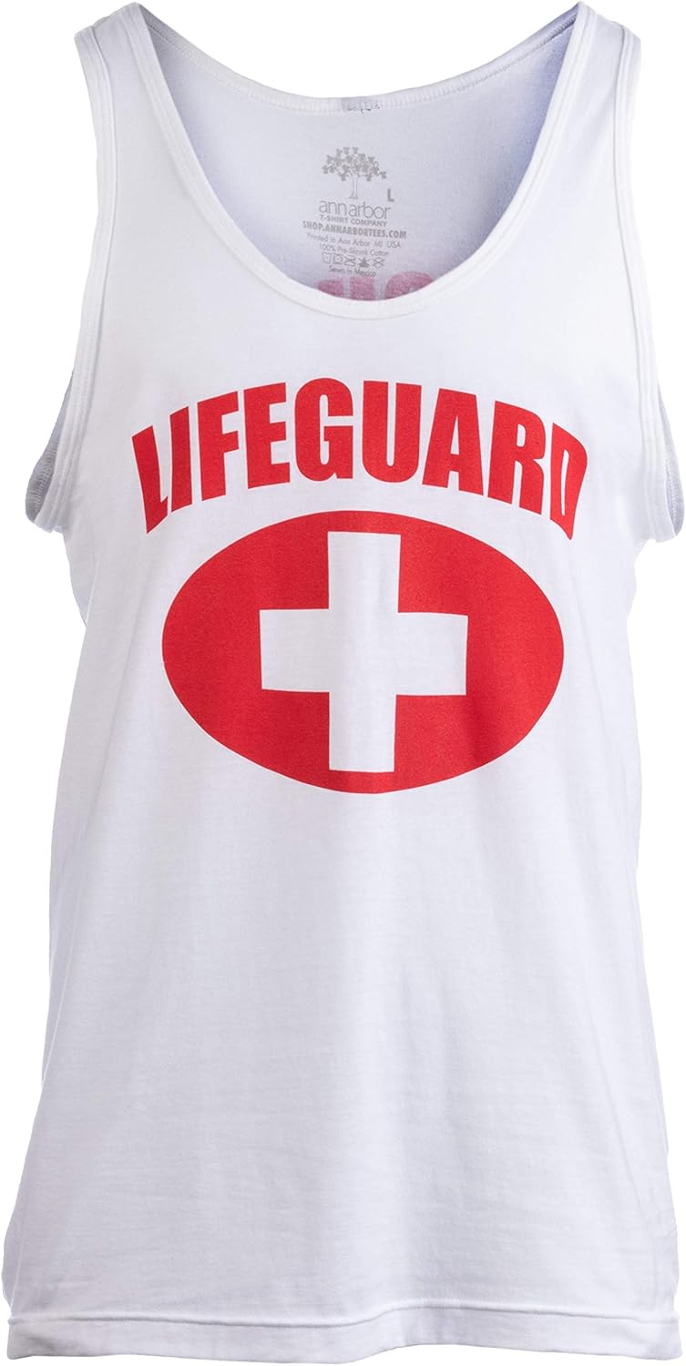 Lifeguard | White Adult Unisex Lifeguarding Fitted Unisex Tank Top: Clothing