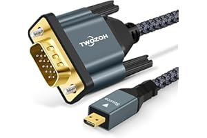 Twozoh Micro HDMI to VGA Cable 6.6FT, Gold-Plated & Braided Micro HDMI VGA (Male to Male) Support 1080P 720p Compatible with 