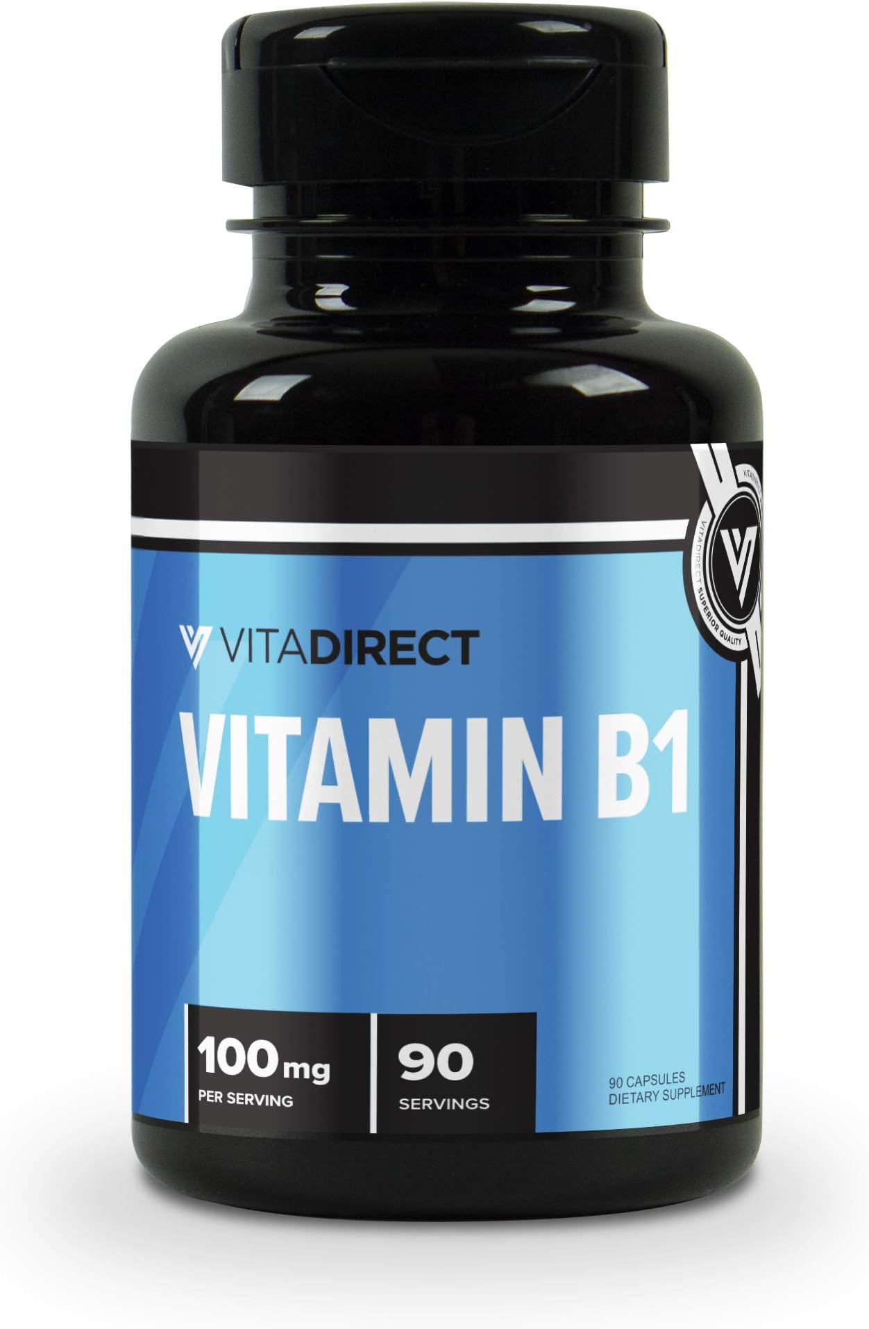 VitaDirect Premium Vitamin B1 100mg, 90 Capsules - Vitamin B1 Thiamine Supplement