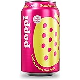 POPPI Soda, Strawberry Lemon Flavour, Sparkling Soda, Beverages w/Apple Cider Vinegar, Seltzer Water & Fruit Juice 12oz (12 P